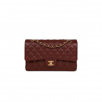 CHANEL MEDIUM CLASSIC DOUBLE FLAP GOLD HARDWARE A58600 (25.5*14*6.5cm)